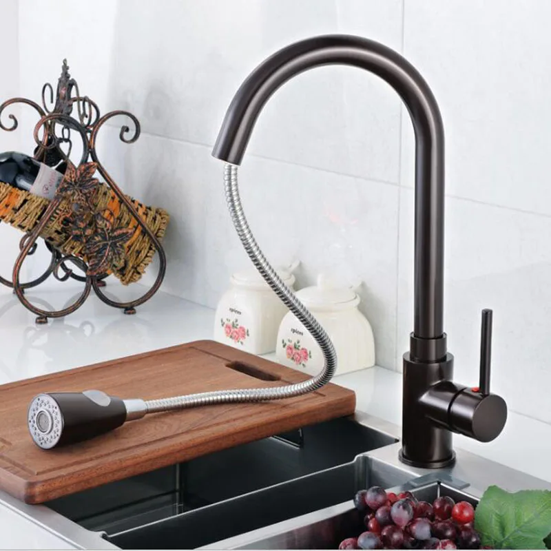 

Black kitchen faucet can pull out, Basin faucet hot and cold water faucet mixer , pull faucet Single Hole Water Tap