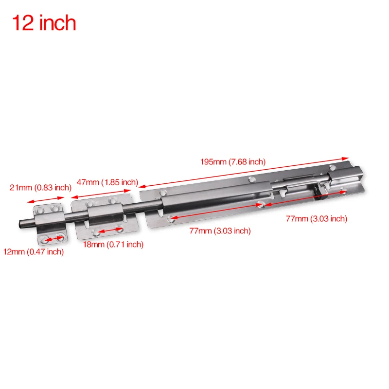 NAIERDI Möbel Tür Schrauben 4/5/6/8/10/12 Zoll Edelstahl Schlösser Schiebetür Kette Latch Für Tor Sicherheit Hardware
