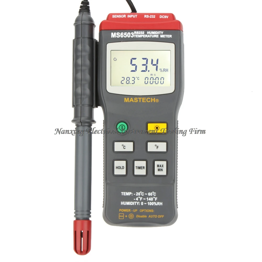 Chegada rápida mastech ms6503 digital thermo-higrômetro termômetro temperatura medidor de umidade termometro testador rs232 interface
