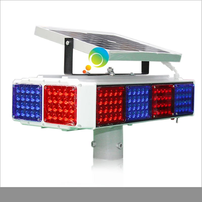 New arrival 12pcs red blue flashing module aluminum solar warning traffic light