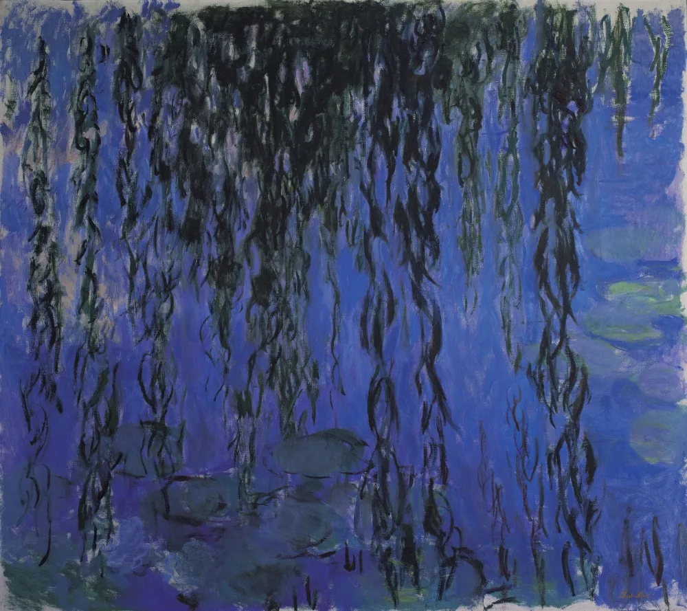 100% handmade landscape oil painting reproduction on linen canvas,water-lilies-and-weeping-willow-branches-1919 by claude monet