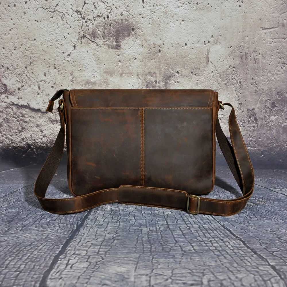 New Fashion Leather Male Casual Messenger bag Satchel cowhide 13\