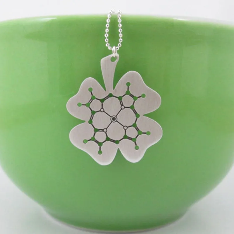 Clover With Chlorophyll Molecule Necklace
