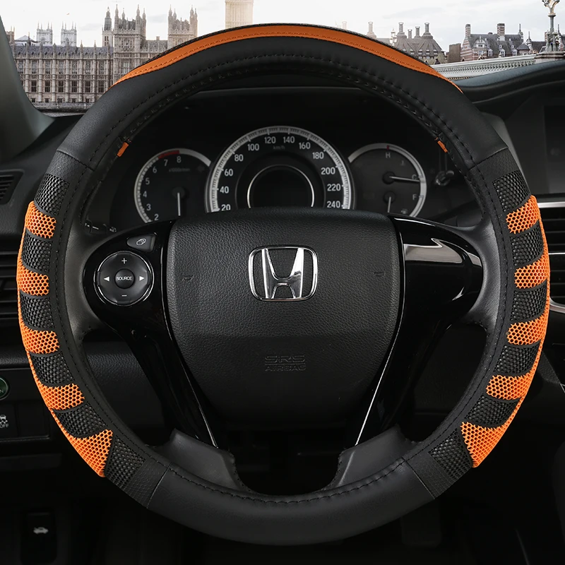 Car Steering Wheel Cover Leather Steering Wheel Covers For Honda Accord City Civic Fit Brio CRV HRV Mobilio Odyssey Accessories