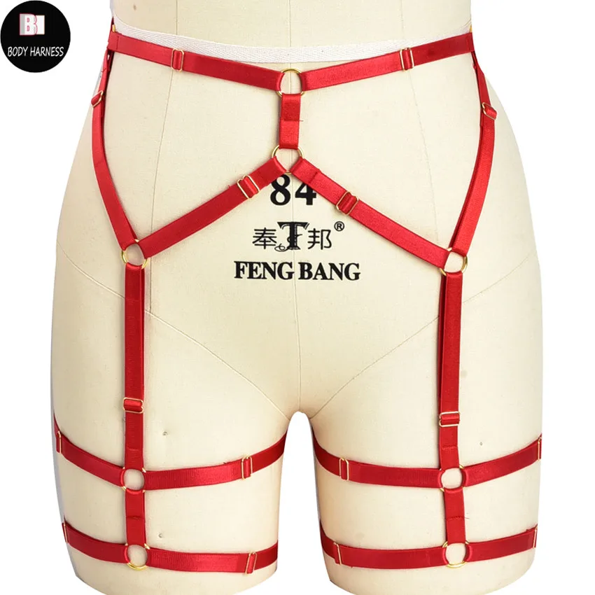 

Gothic Red Garter Belt Punk Body Harness Fetish Stockings High Waist Garter Sexy Rave Cosplay Bondage Leg Harness