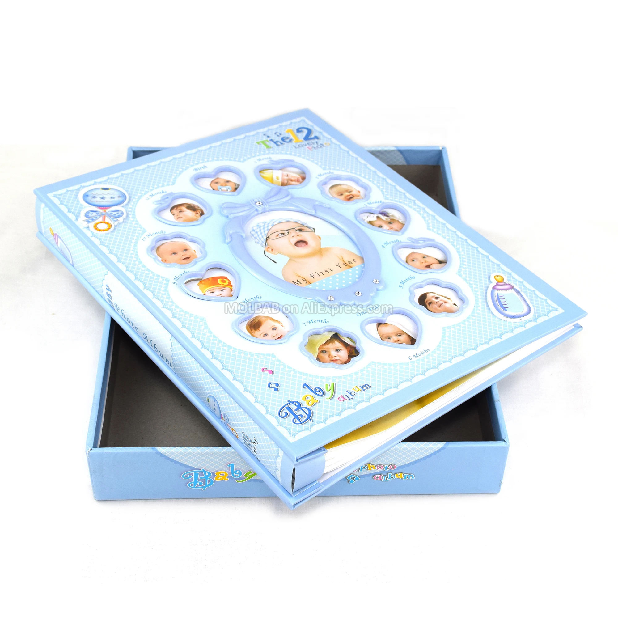 Children Photo Album Baby 12 Months Growth Cover Frame Decor Kids Birthday Souvenir Gifts 6/8 inch Pictures 220 Sheets Storage