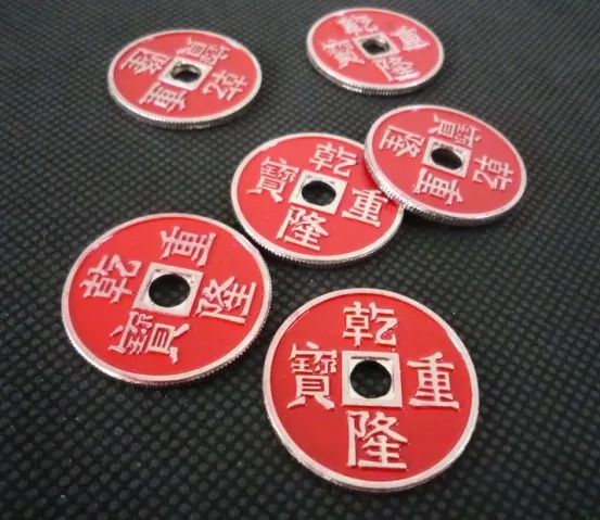 

5 шт. Китайская древняя монета (трюк, Красный, Размер половины доллара)-Волшебная монета для фокусов появляется исчезающая волшебство магический реквизит крупным планом