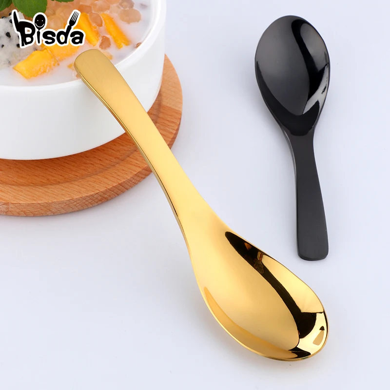 1Pc Serving Spoon Stainless Steel Round Spoon Gold Salad Rice Soup Scoop Small for Ice Cream Luxury Dinnerware Kit Party Tools