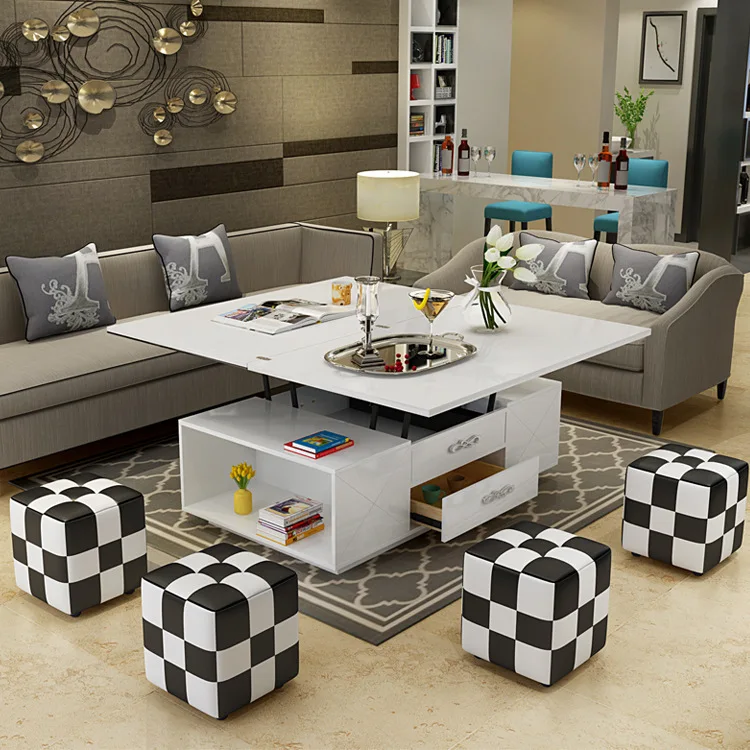 electric multifunction foldable Coffee Table Living Room liftable and lowerable minimalist rectangle mesas centro dining table