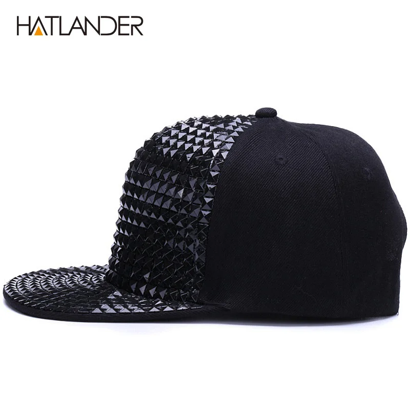 [HATLANDER]Personality sequins baseball caps flat brim outdoor hats girls boy bling Punk snapback cap Jazz Rock cool hip hop cap