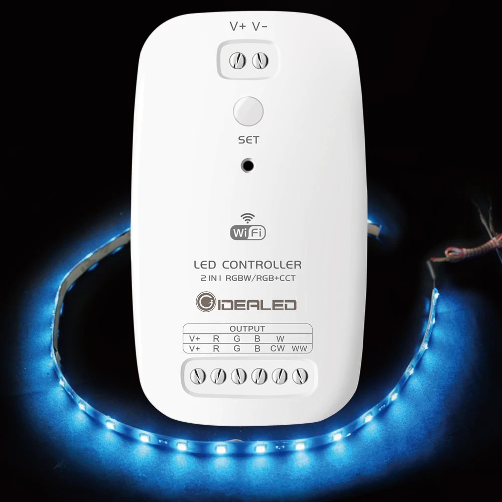 RGBW+CCT Wifi LED Controller DC9V-24V Wireless Remote Switch Led Light Strip Controller APP  Combitible Echo Alexa Google Home