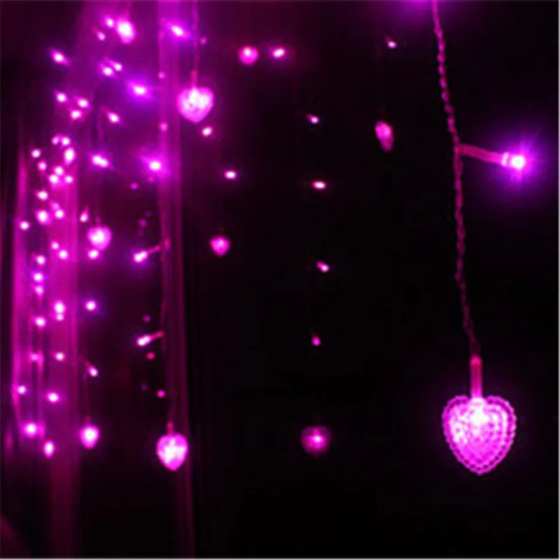 Multicolors Outdoor Decoration Indoor Droop 0.3-0.5m 18p heart love Curtain Icicle Led String  for New Year Garden Party