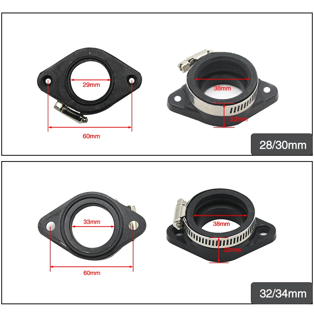 ZSDTRP For 21 24 26 28 30 32 34mm For OKO KEIHI PWK KOSO VM24 PE28/30 Carburetor Pit Dirt Bike Rubber Adapter Inlet Intake Pipe