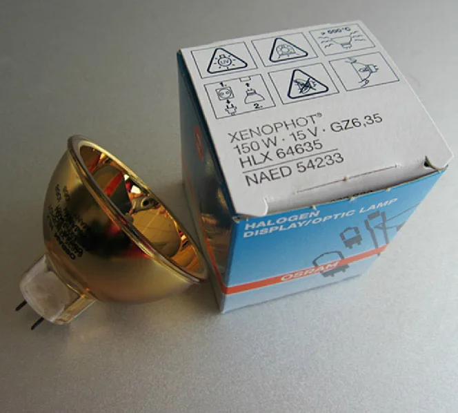 5pcs/Lot 15V150W For Osram HLX64635 GZ6.35 Photo Optic Lamp Halogen Gilded Lamp Bulb Cup Free Tracking