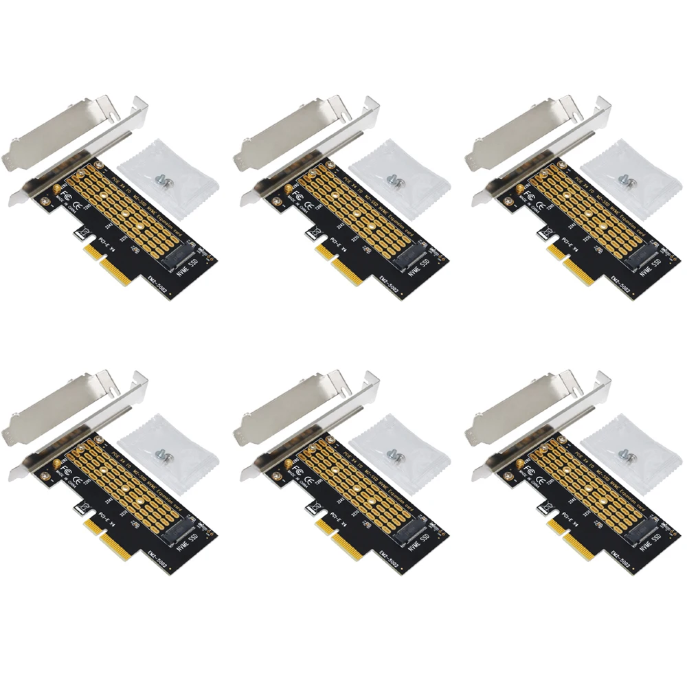 6PCS PCIE to M2 Adapter Riser Card PCI Express to M.2 NVME SSD PCIE Adapter M Key NVME SSD M2 PCIE Card Computer Expansion Cards