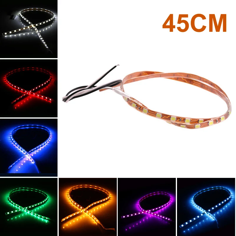 45CM Car Flexible LED Eyebrow Strip Car Daytime Running Light DRL Lamp Bar Day Lights Blue Red Green White Yellow