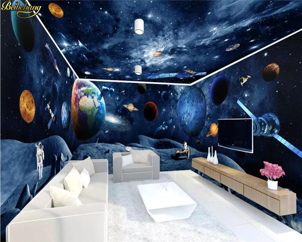 

beibehang Custom wallpaper universe galaxy earth astronaut 3D theme space full house wall papers home decor 3d wallpaper