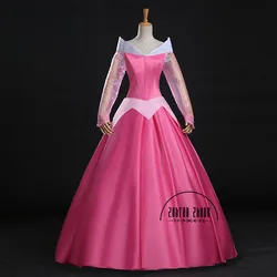 Top Quality ! Aurora Princess Cosplay Costume Pink Dress For adult Girl Women Halloween Party Costume Dress