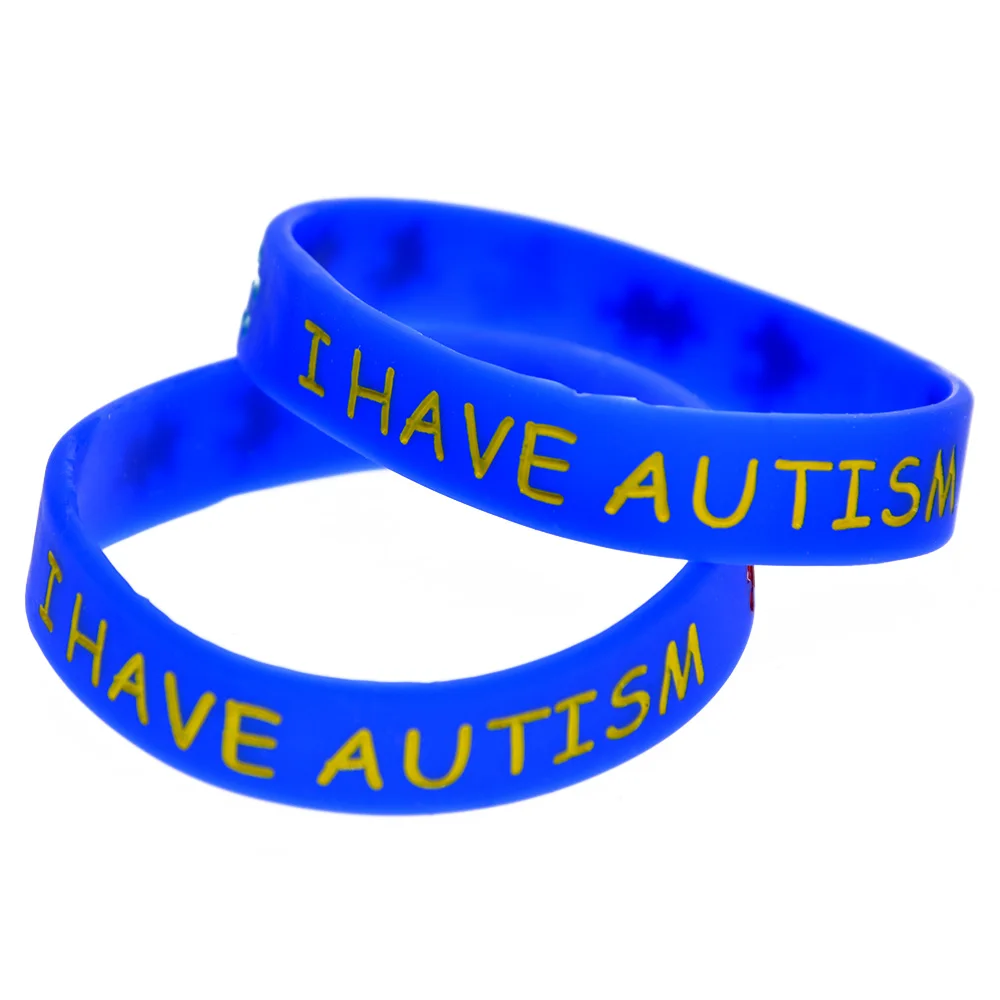 50 Pcs I have Autism Silicone Rubber Bracelet Multicolor Puzzle Logo Wristband Children Size