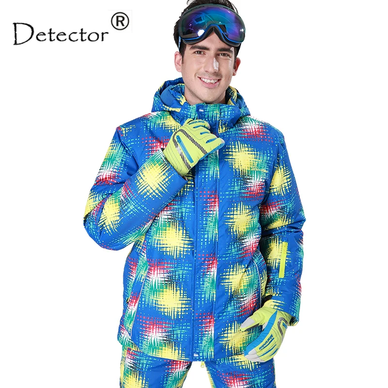 

Detector men's ski jacket Blue print winter outdoor ski suit Height waterproof,breathable ski jacket warm snowboard jacket