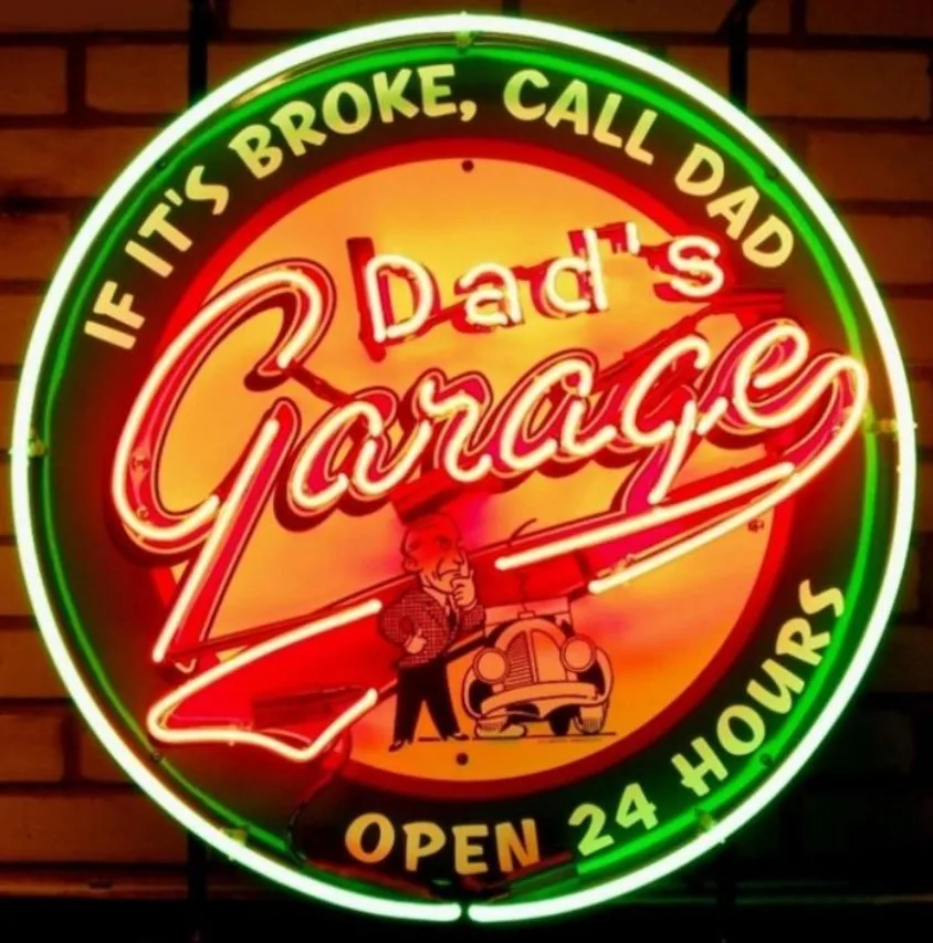 Custom Dad's garage Glass Neon Light Sign Beer Bar