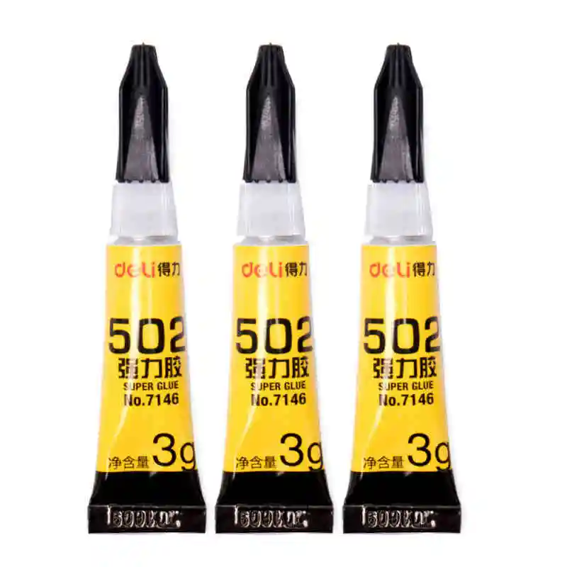 Deli 3pcs/lot Liquid Glue Super 502 Glue Quick-drying Instant Glue for Glass Metal Ceramic High Adhesive School Office Supplies