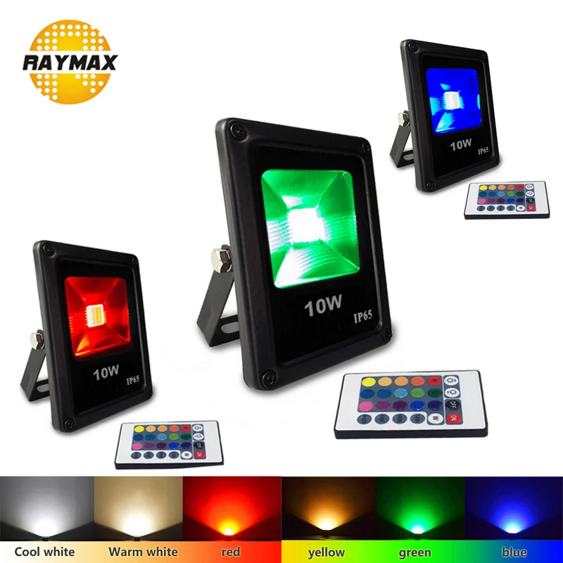 LED Flood Light 10W 20W Outdoor RGB Floodlight Reflector Spotlight IP65 LED Wall Washer Light Remote Control Garden Waterproof