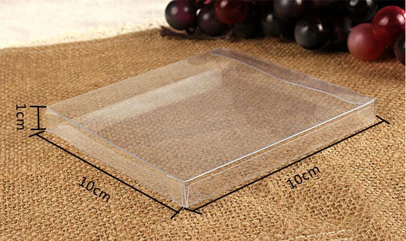 

50pcs 1*10*10cm Wedding PVC Box Clear Gift Craft Cosmetic Display Box Small Jewelry Packing Holder Transparent Plastic Box