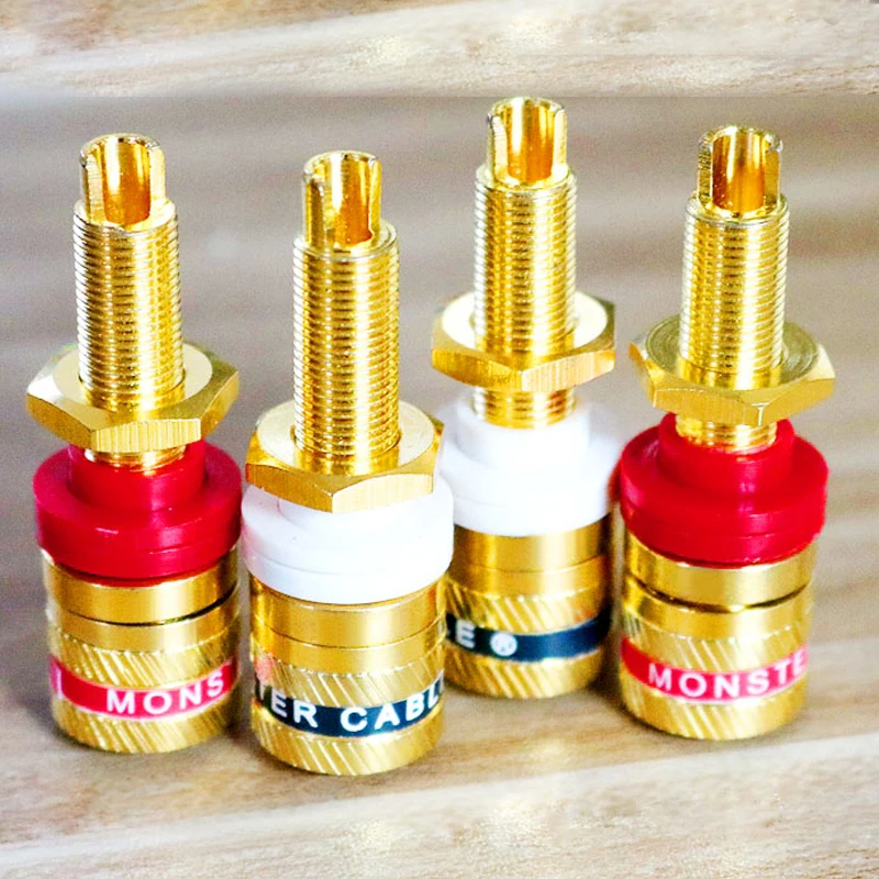 Hifi audio 4mm Banana Socket Gold Plated Binding Post Nut Banana Plug Jack Connector