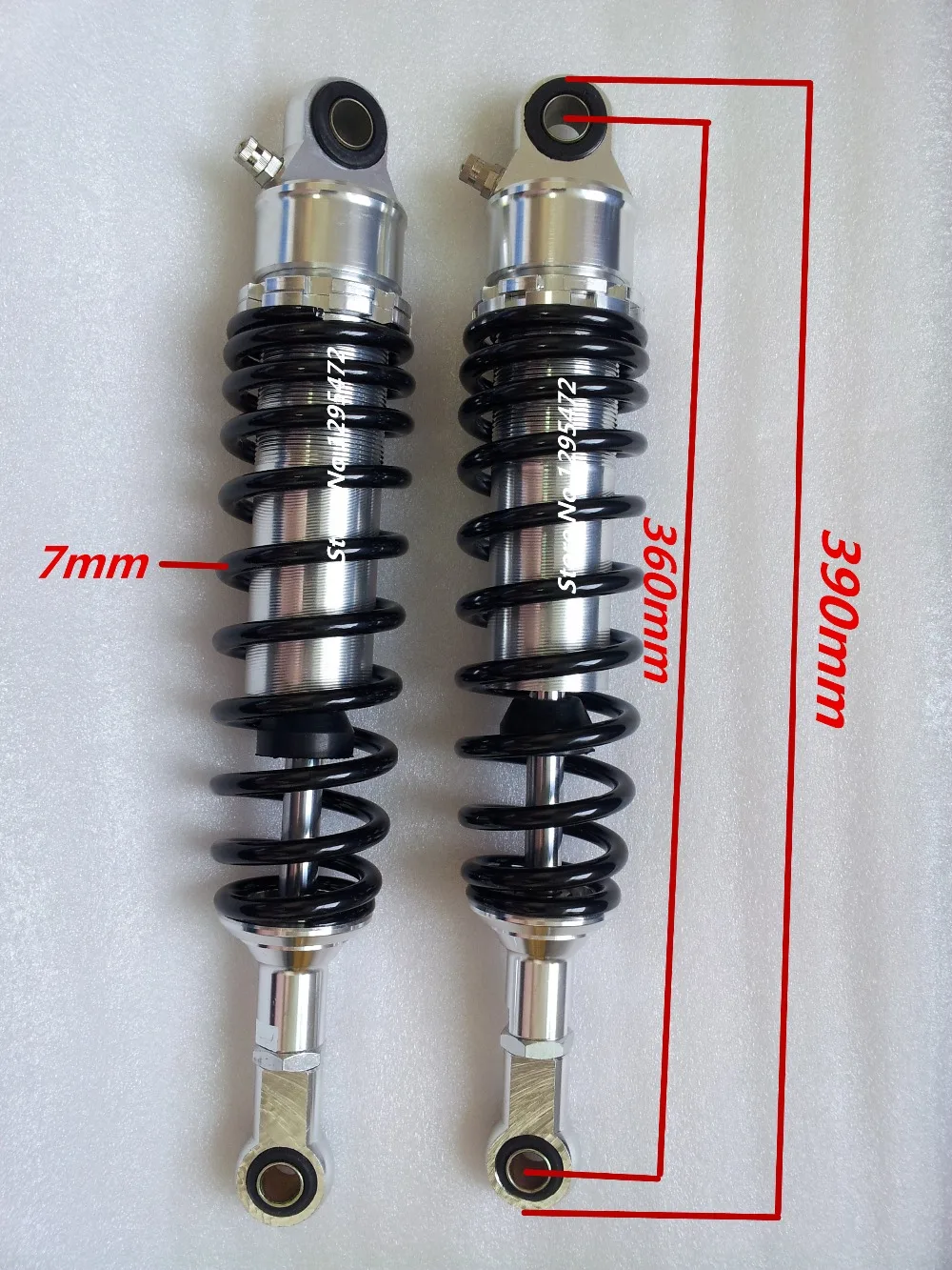 Universal 360mm Motorcycle 7mm spring nitrogen Rear Shock Absorber Suspension for honda yamaha suzuki silver chrome  & Black