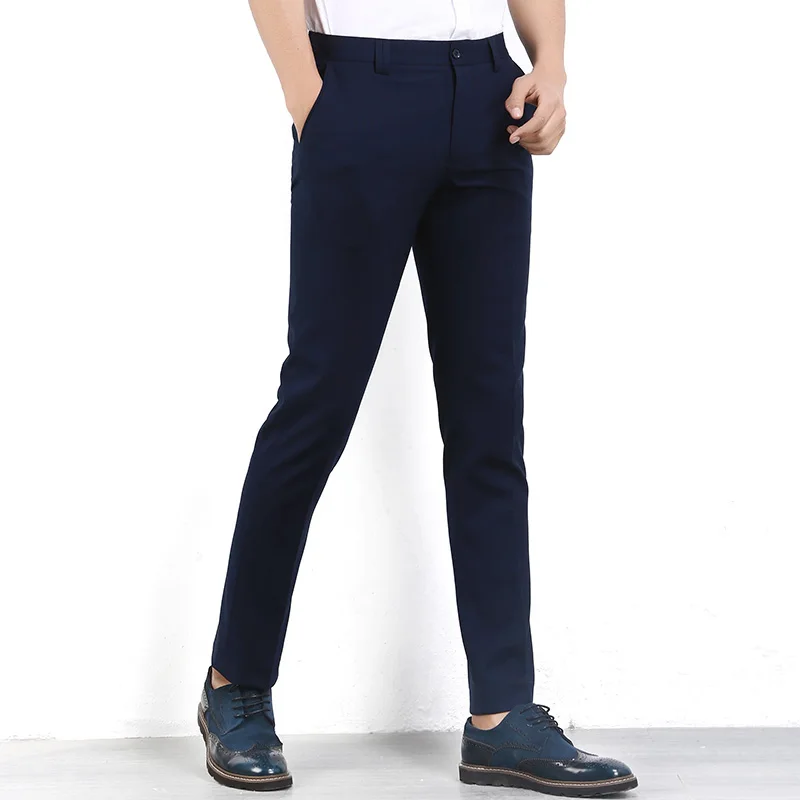 Brand Clothing Men Suit Pants Male Slim Fit Dress Trousers Pantalones Hombre Pantalon Business Men Pants Pantalon Navy Blue SALE