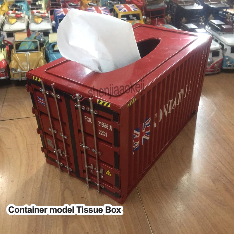 Container modeling tissue box Retro Creative Metal Napkin Case Houseware Necessity Utensil Craft Ornament Home Decor  1pc