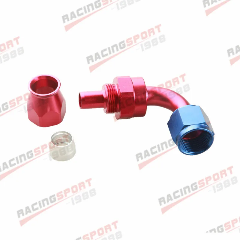 8AN AN8 AN-8 90 Degree Reusable Swivel For PTFE Hose End Fitting Adapter Red/Blue