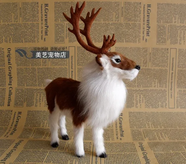 simulation reindeer 22x7x27cm  toy model polyethylene&furs reindeer model home decoration props ,Christmas gift d109