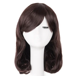 Brown Wig Fei-Show Synthetic Heat Resistant Medium Wavy Hair Costume Cosplay Carnival Halloween Party Women Hairpiece