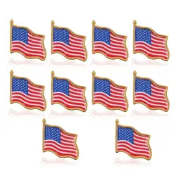 10PCS American Flag Lapel Pin United States USA Hat Tie Tack Badge Pin Metal Lapel Pin
