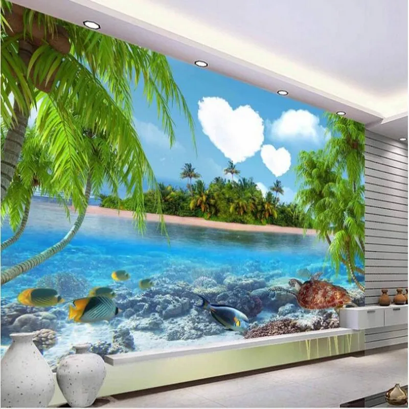 

wellyu Custom large fresco real Aegean TV backdrop non-woven wallpaper papel de parede para quarto