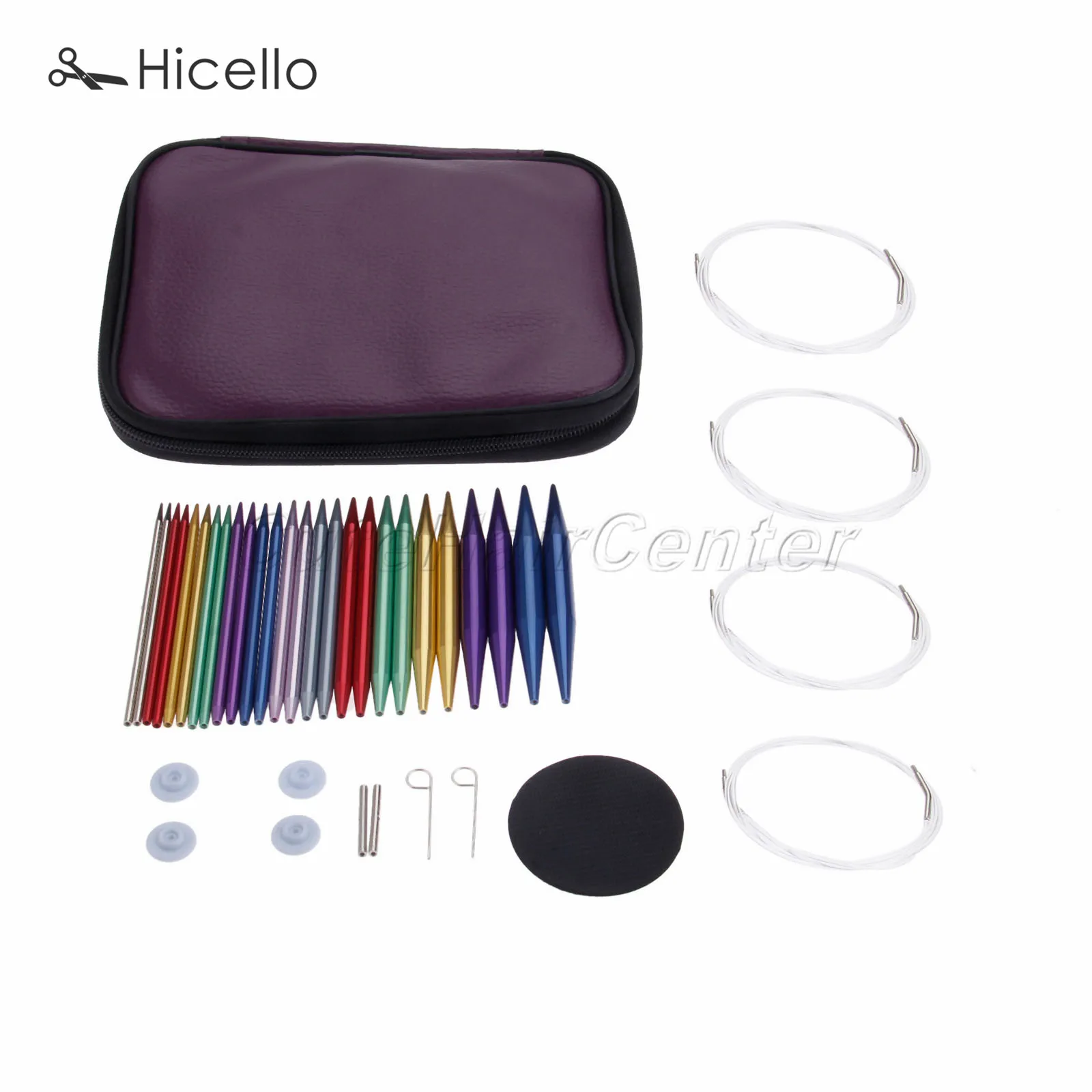 13pcs/set circular knitting needles Kit Aluminum alloy with bag Plastic wires fixing buttons rubber sheet Weave Tools Hicello