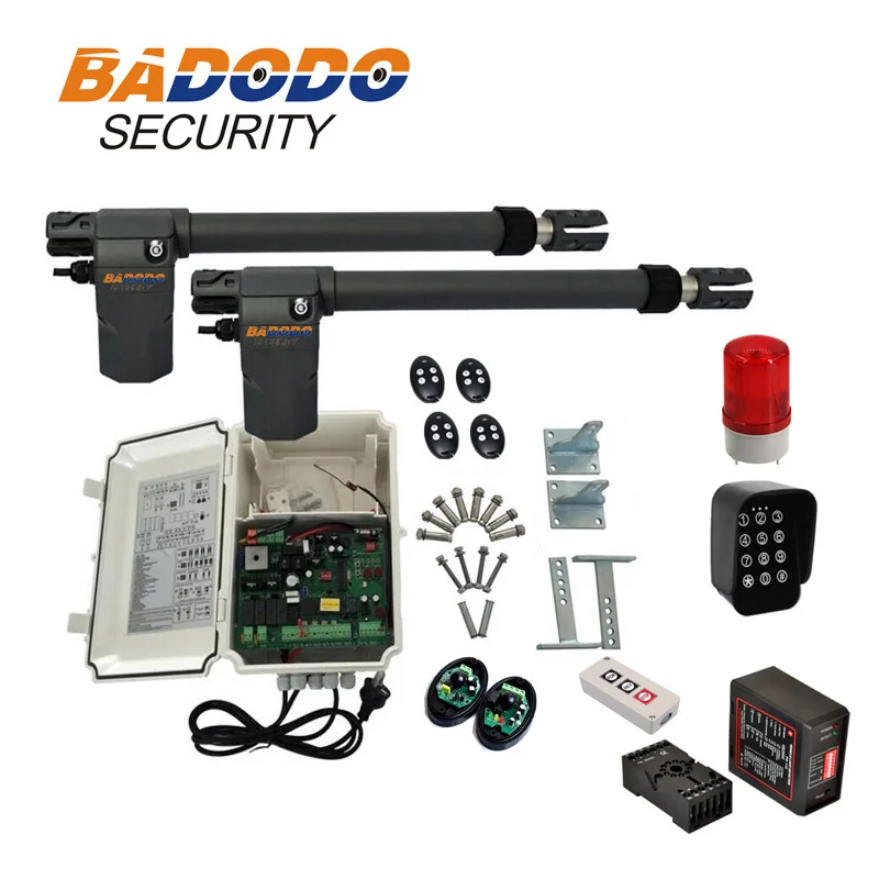 

BADODO 400KGS 220V Swing Gate Opener Double Arm with Photocell, Lamp, detector,wireless keypad optional