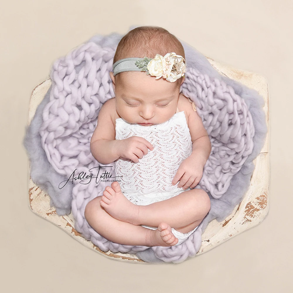 100% Wool Soft Newborn Infant Blankets Photography Prop Basket Woolen Filler Stuffer Baby Soft Backdrop Photo Shoot Accessories