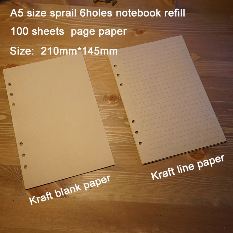 aproveite mry a5 mesa de notebook 145210 mm tamanho interno refil de papel kraft com furos e sem furos 100 folhas 01