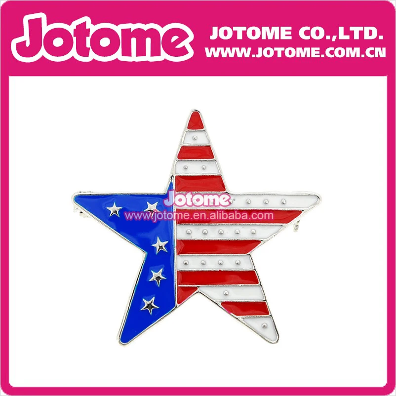 

Wholesale July 4th Star Shape Pin American Flag Independence Day Rhinestone Brooch