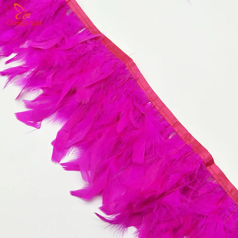 ChengBright Đẹp 2 Yards Thổ Nhĩ Kỳ Feathers Trim Vải Biên Gà Pheasant Feather Trims Quần Áo Cưới Feathers Ribbon DIY