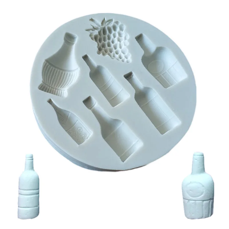 Red Wine Bottle Grape Shape Silicone Mold DIY Fondant Cake Mold Baking Tools