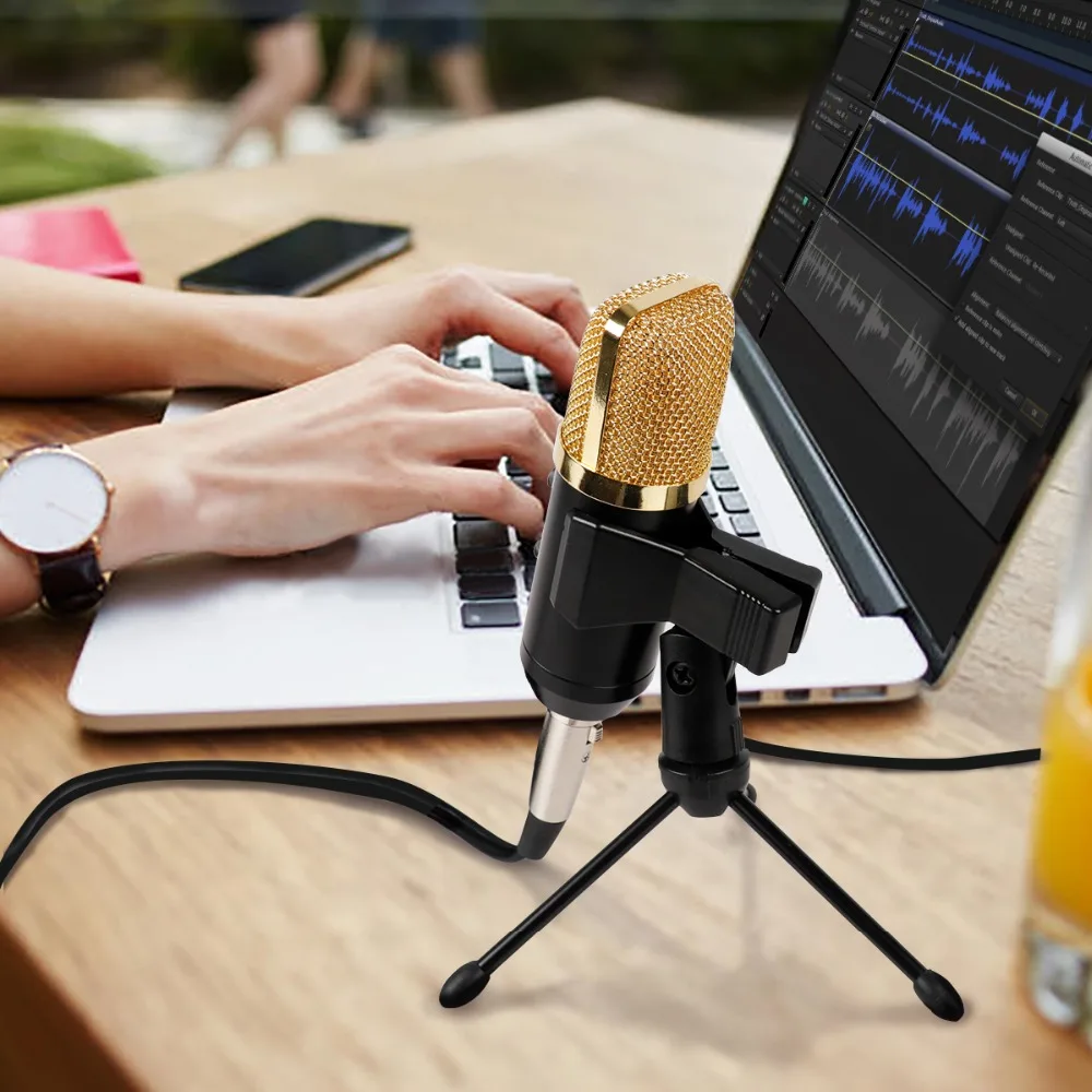 ไมโครโฟนคอนเดนเซอร์ fifine พร้อมขาตั้งกล้องไมโครโฟนคลิป USB เหมาะสำหรับ MacBook สำหรับการเรียนการสอนออนไลน์คุย k058