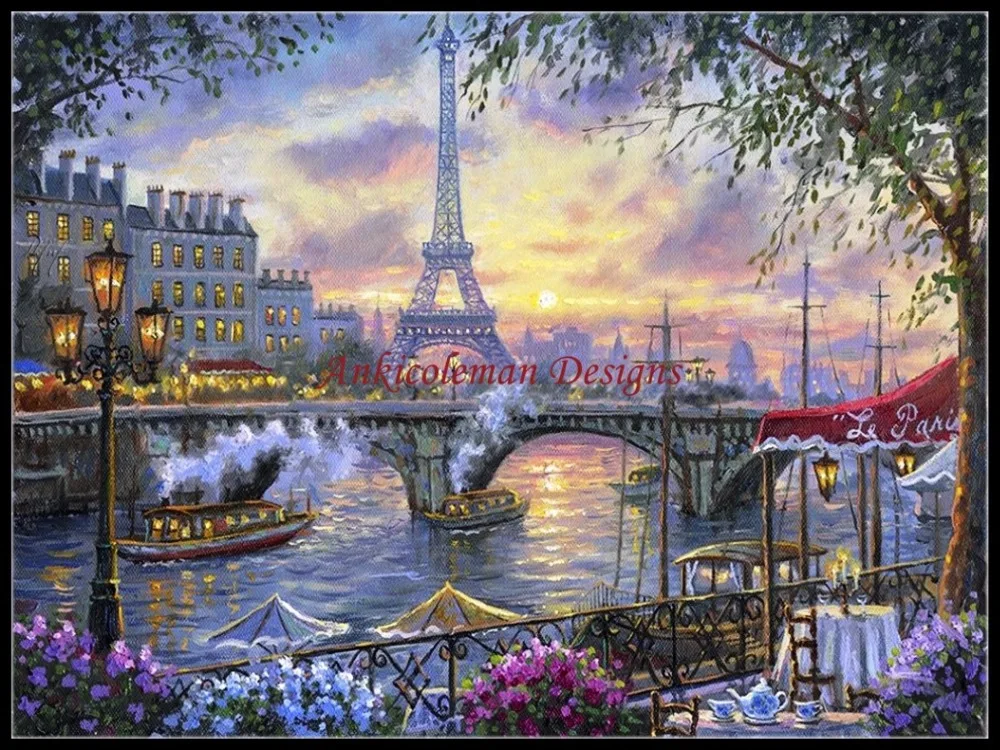 Needlework for embroidery DIY DMC High Quality - Counted Cross Stitch Kits 14 ct Oil painting - Tea Time in Paris