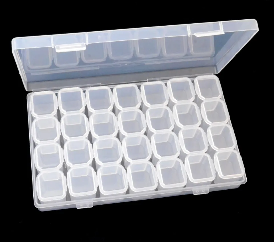 28 Slots Adjustable Plastic Storage Box Storage Box box for jewelry Diamond Embroidery Craft Bead Pill Storage Tool