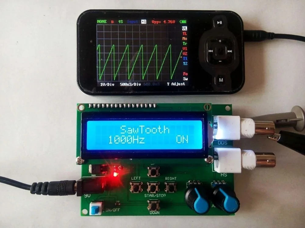 DDS Function Signal Generator Module Sawtooth Triangle Wave Sine Square Sawtooth Wave 1Hz-65534Hz DC 7V-9V LCD Display