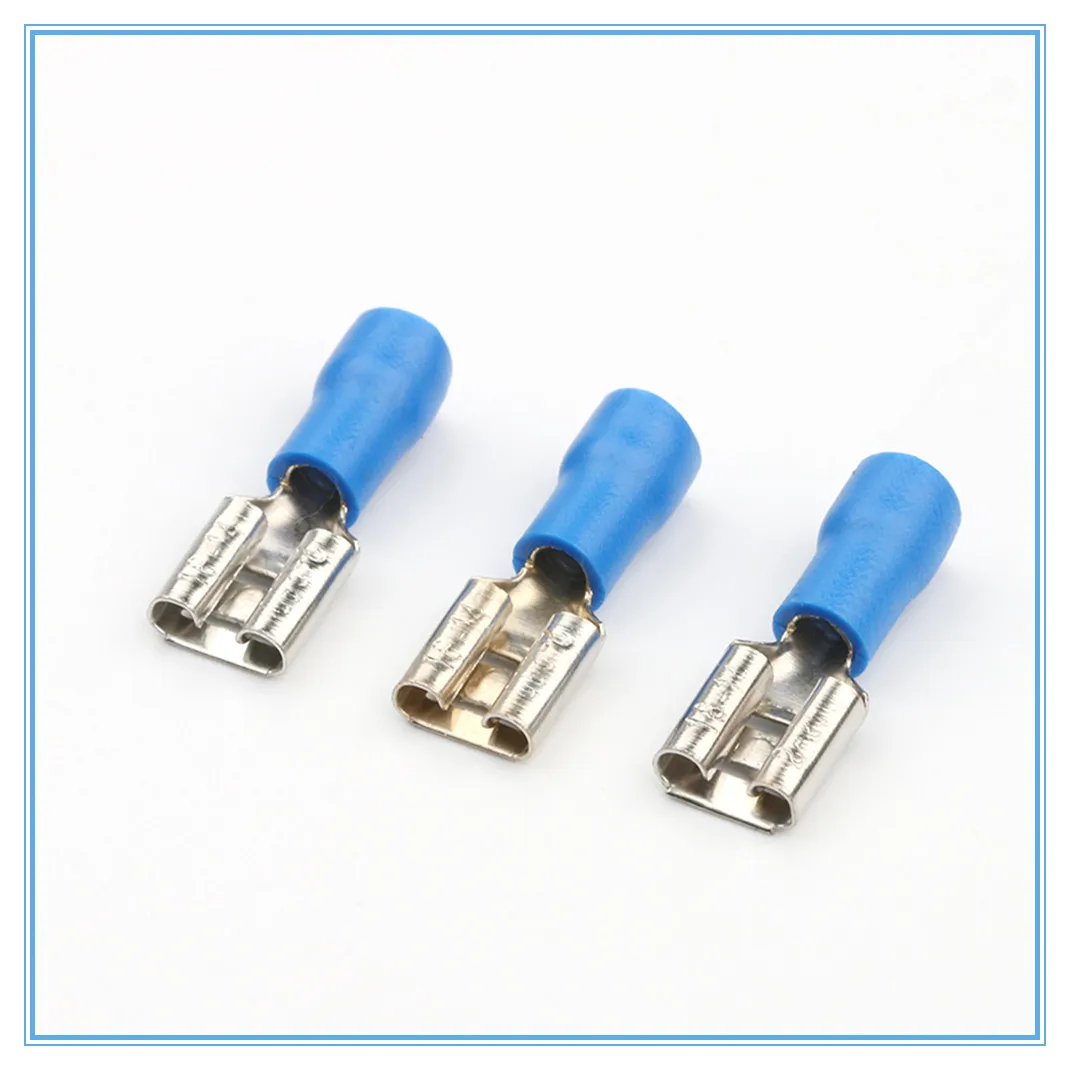 100PCS FDD Female Insulated Electrical Crimp Terminal for Blue 16-14 AWG Connectors Cable Wire Connector FDD2-250