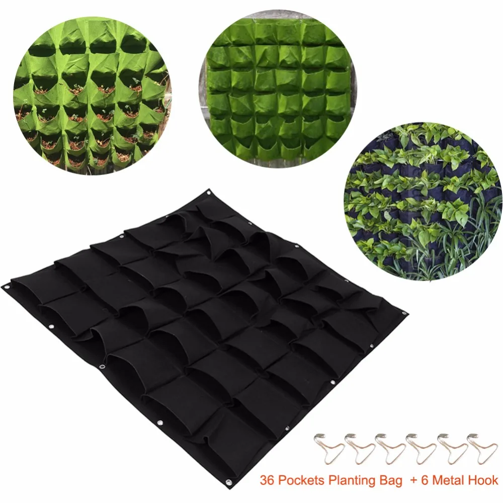 

Garden Grow Bag Pockets Vertical Planter Wall-mounted PE Gardening Flower Hanging Felt Planting Bag Indoor Garden Growing Pot